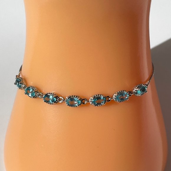 Madagascar Paraiba Apatite Bracelet -- Bolo Style - Picture 3 of 5